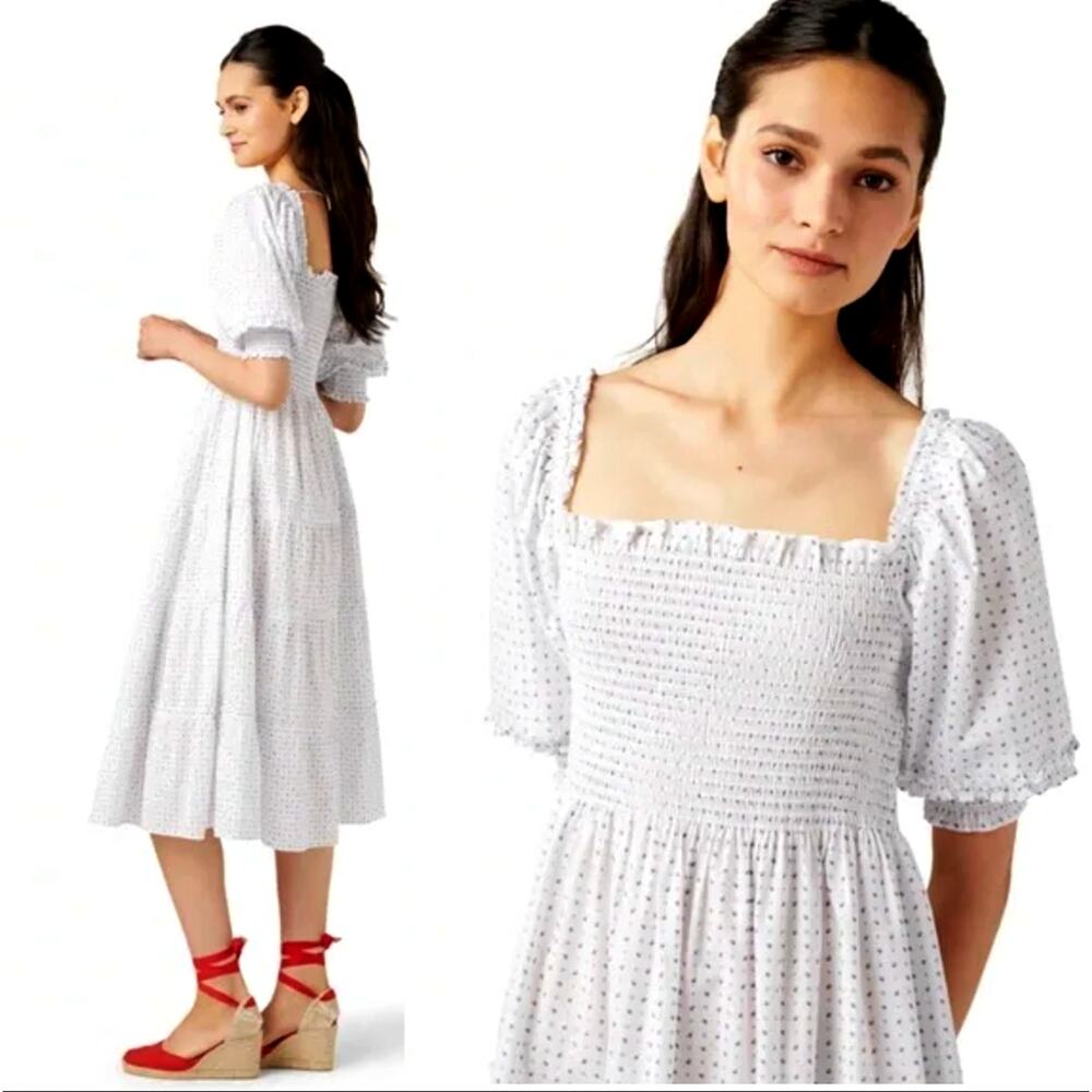 Hill House The Nesli Nap Dress $178 Paisley Puff Sleeves Midi Cottagecore XXS